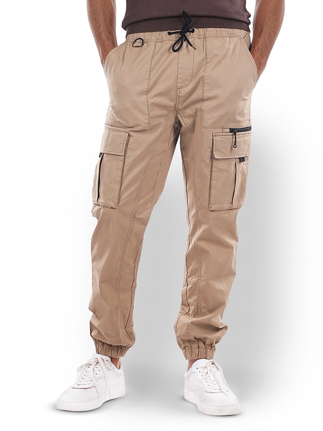 

Celio Men Regular Fit Mid-Rise Cargos Trousers, Beige