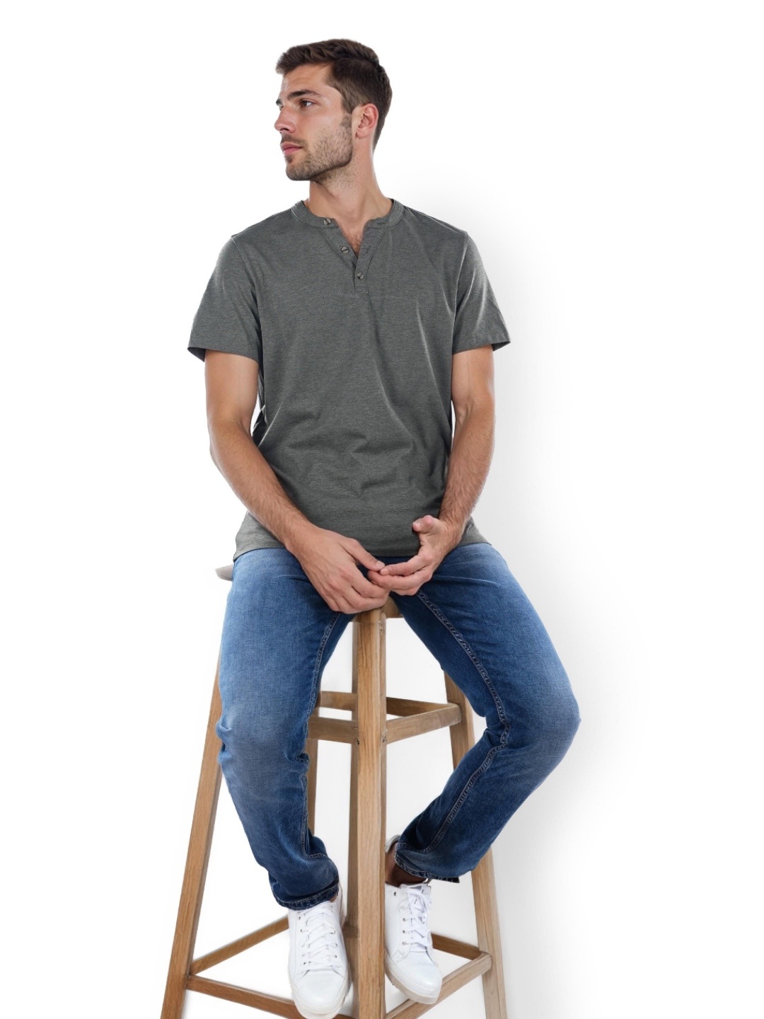 

Celio Henley Neck T-shirt, Olive