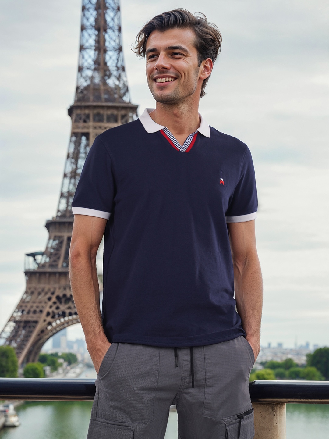 

Celio Men Polo Collar T-shirt, Navy blue