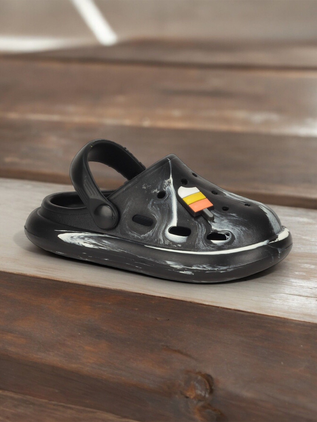 

Lil Lollipop Kids Self Design Anti-Slip Clogs, Black