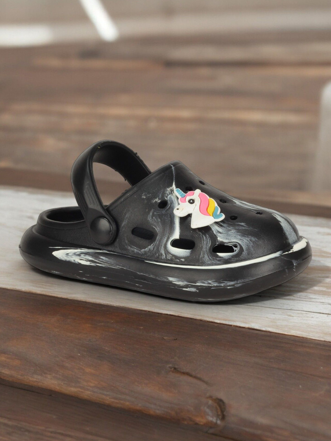 

Lil Lollipop Kids Printed Anti-Slip Rubber Clogs, Black