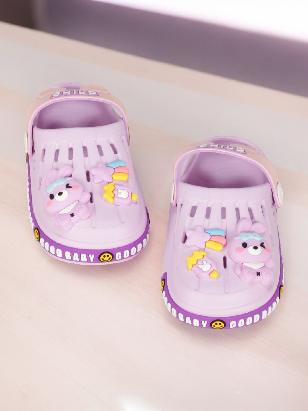 

Lil Lollipop Kids Self Design Applique Anti-Slip Clogs, Mauve