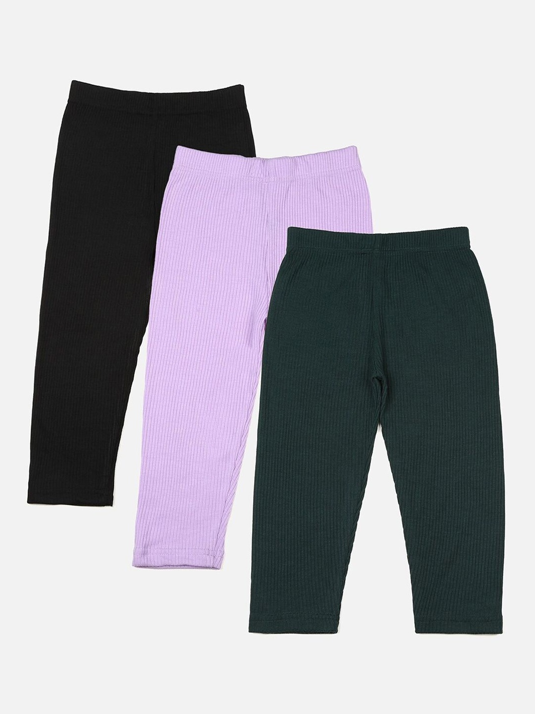 

YK Girls Pack Of 3 Assorted Cotton Leggings