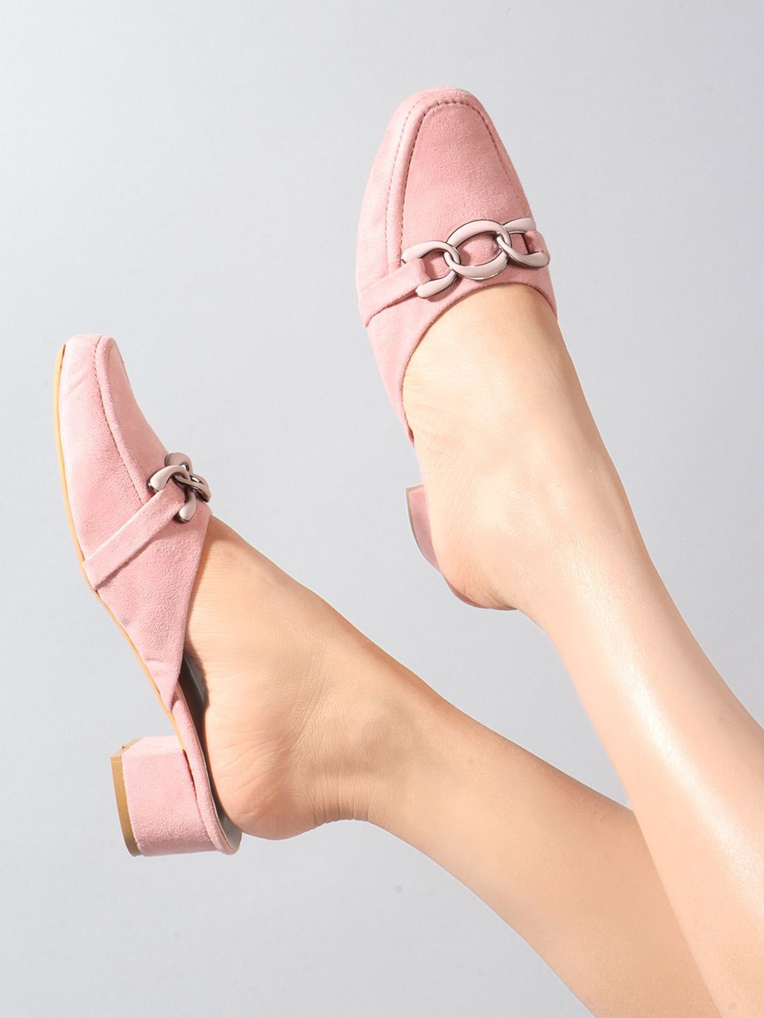 

Carlton London Round Toe Block Mules, Pink