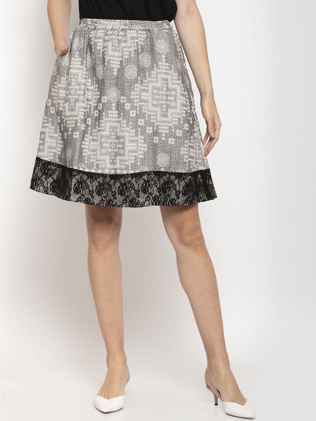 

Purple State Self Design A-Line Mini Skirt, Off white