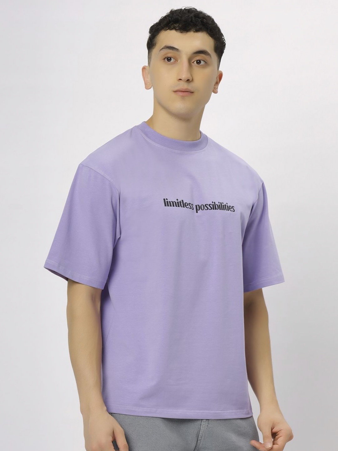 

N AND J Men Typography T-shirt, Lavender