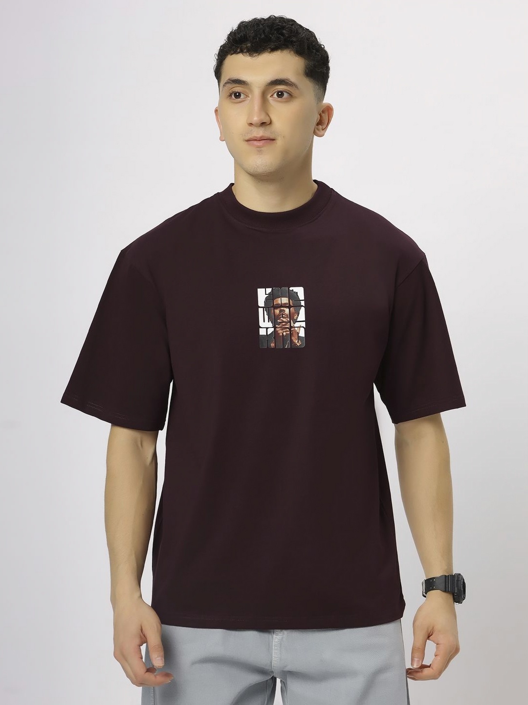 

N AND J Men Typography Printed Pockets T-shirt, Violet