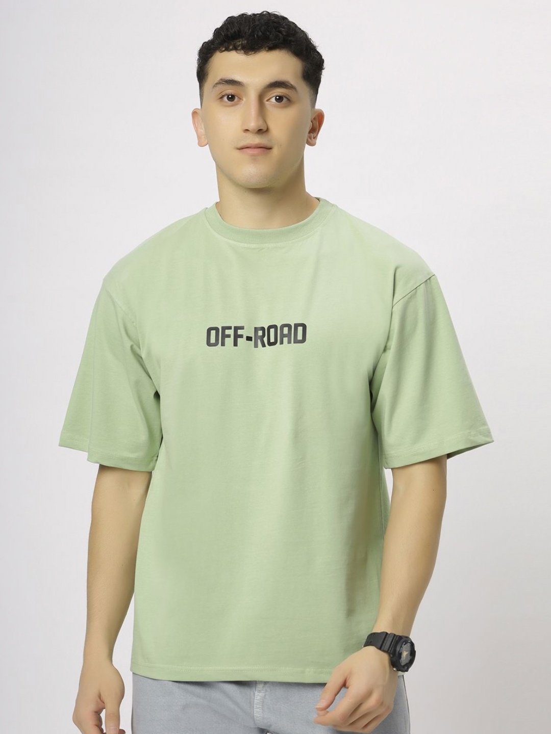 

N AND J Men Typography T-shirt, Green