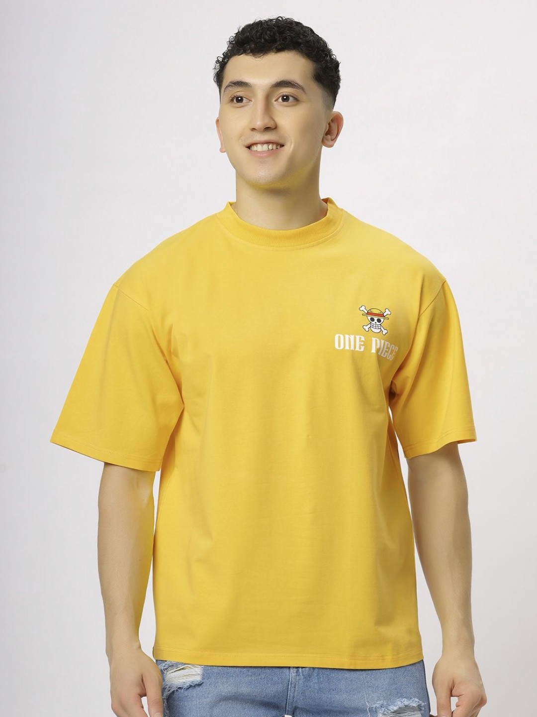 

N AND J Men Oversized T-shirt, Yellow