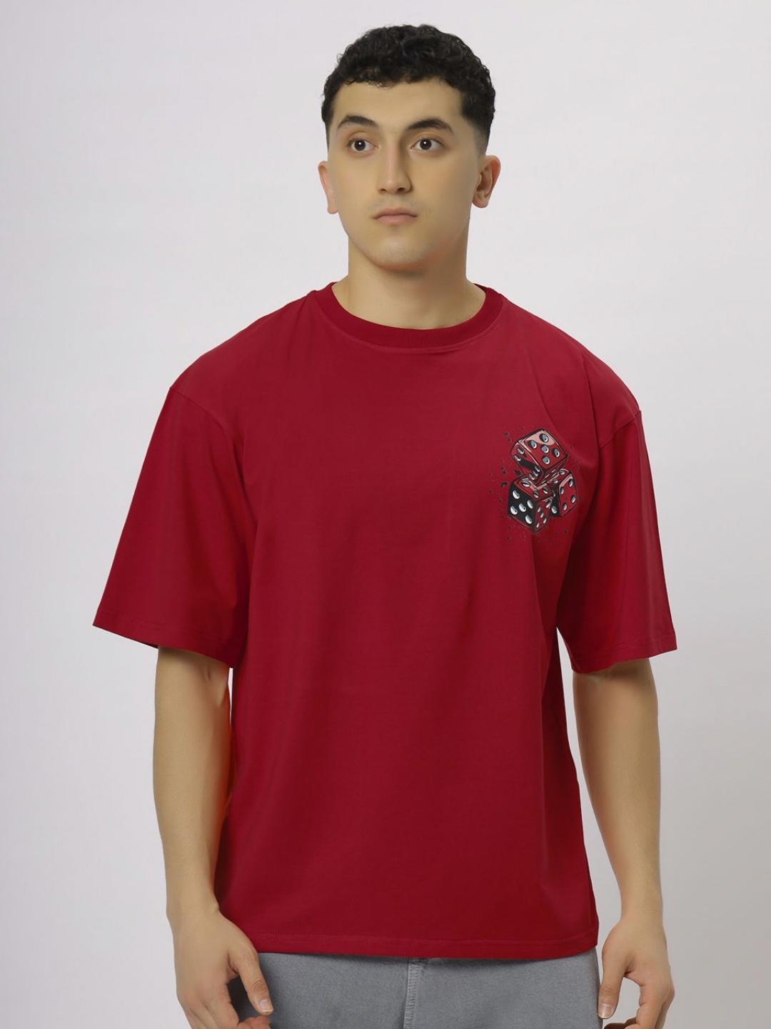 

N AND J Men Oversized T-shirt, Red