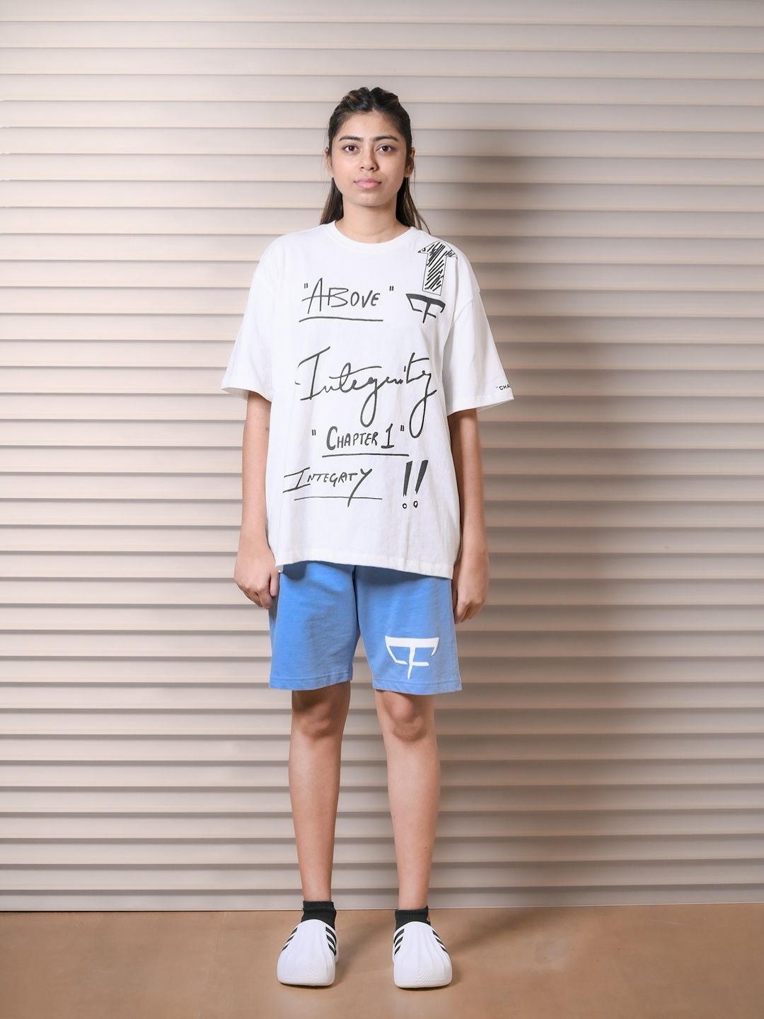 

9FIGR UnisexTypography Printed Extended Sleeves T-shirt, White