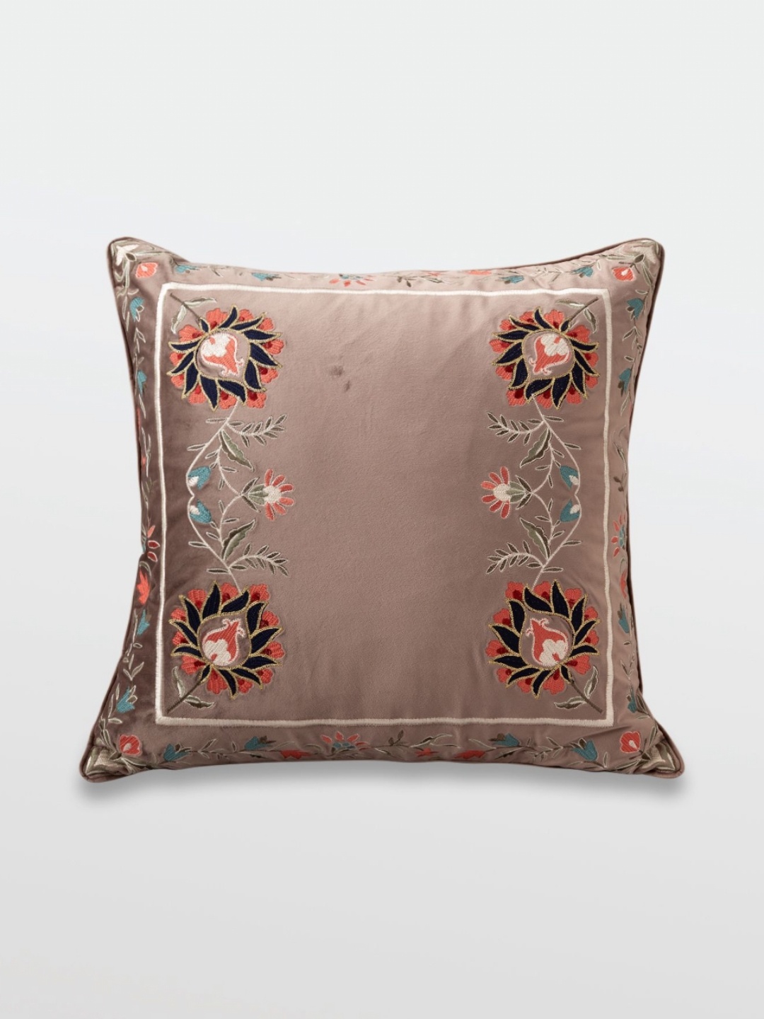 

Mirooh Brown Embroidered Velvet Cushions