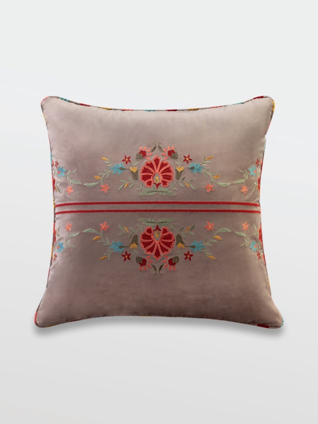 

Mirooh Beige & Red Embroidered Pre Filled Cushions