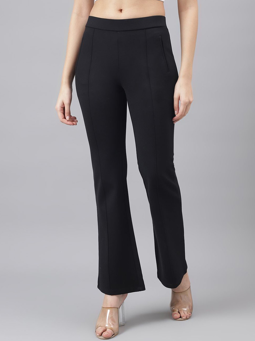 

Latin Quarters Women Straight Fit Mid-Rise Pleated Trousers, Black