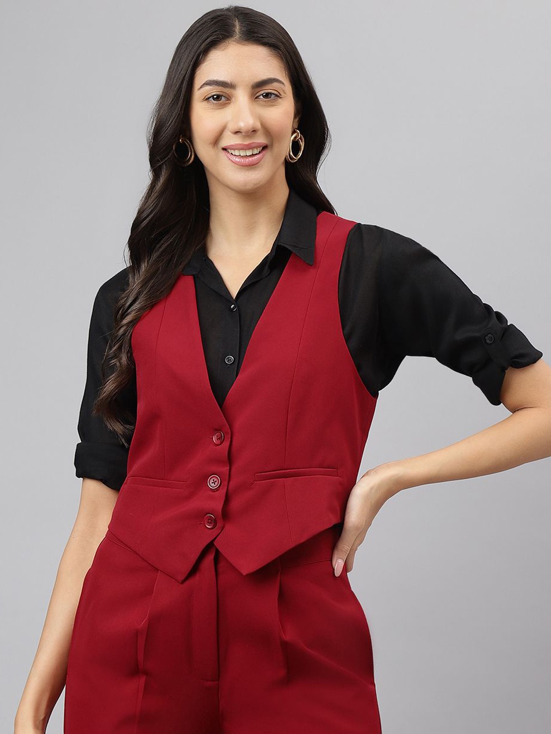 

Latin Quarters V-Neck Sleeveless Waistcoat, Red