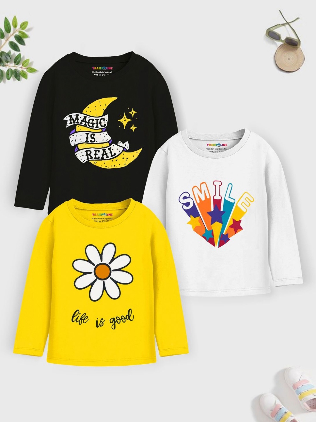 

YK X Trampoline Girls Pack Of 3 Graphic Printed T-shirts, White