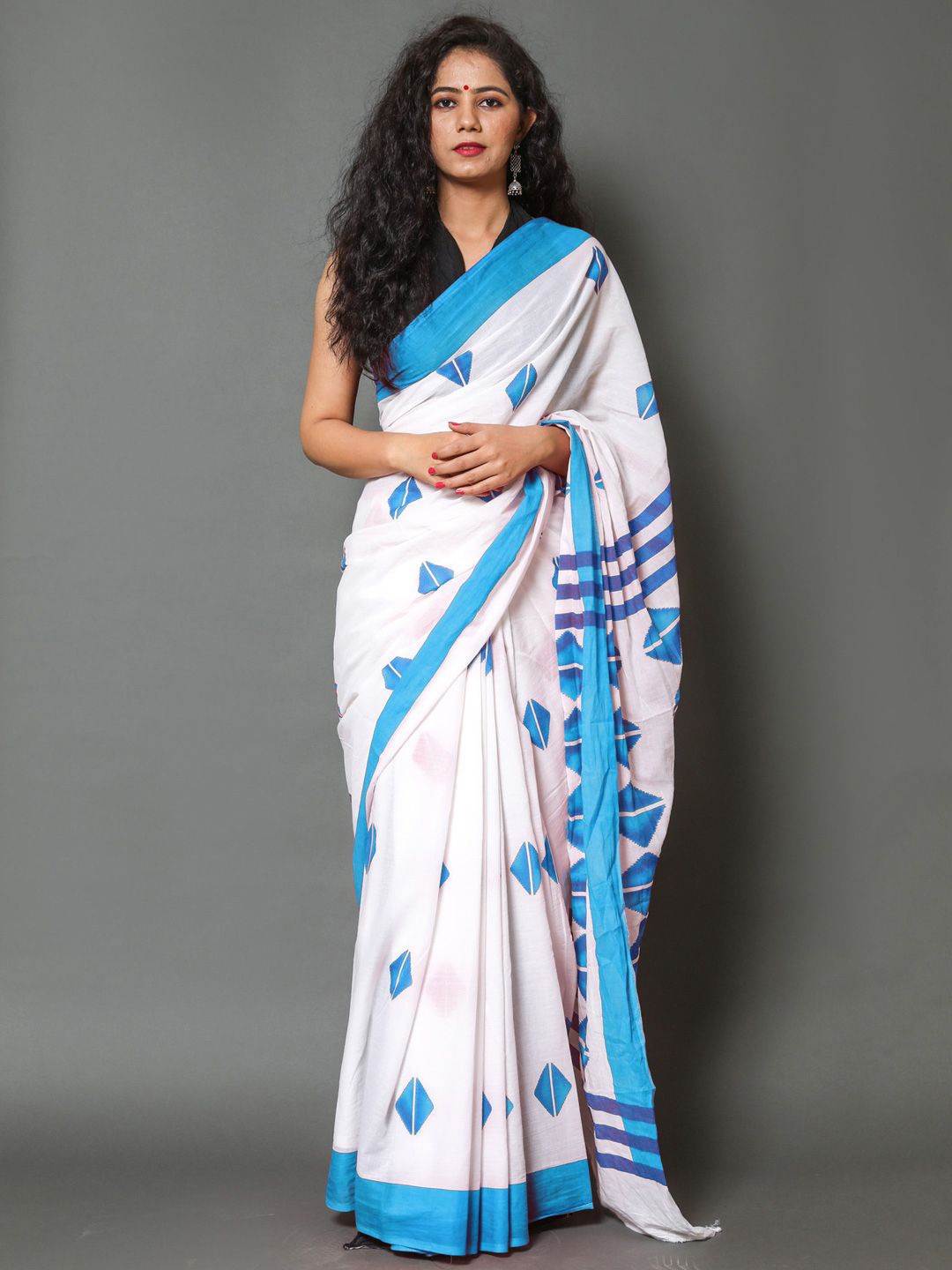 

BUTA BUTI Pure Cotton Saree, Blue
