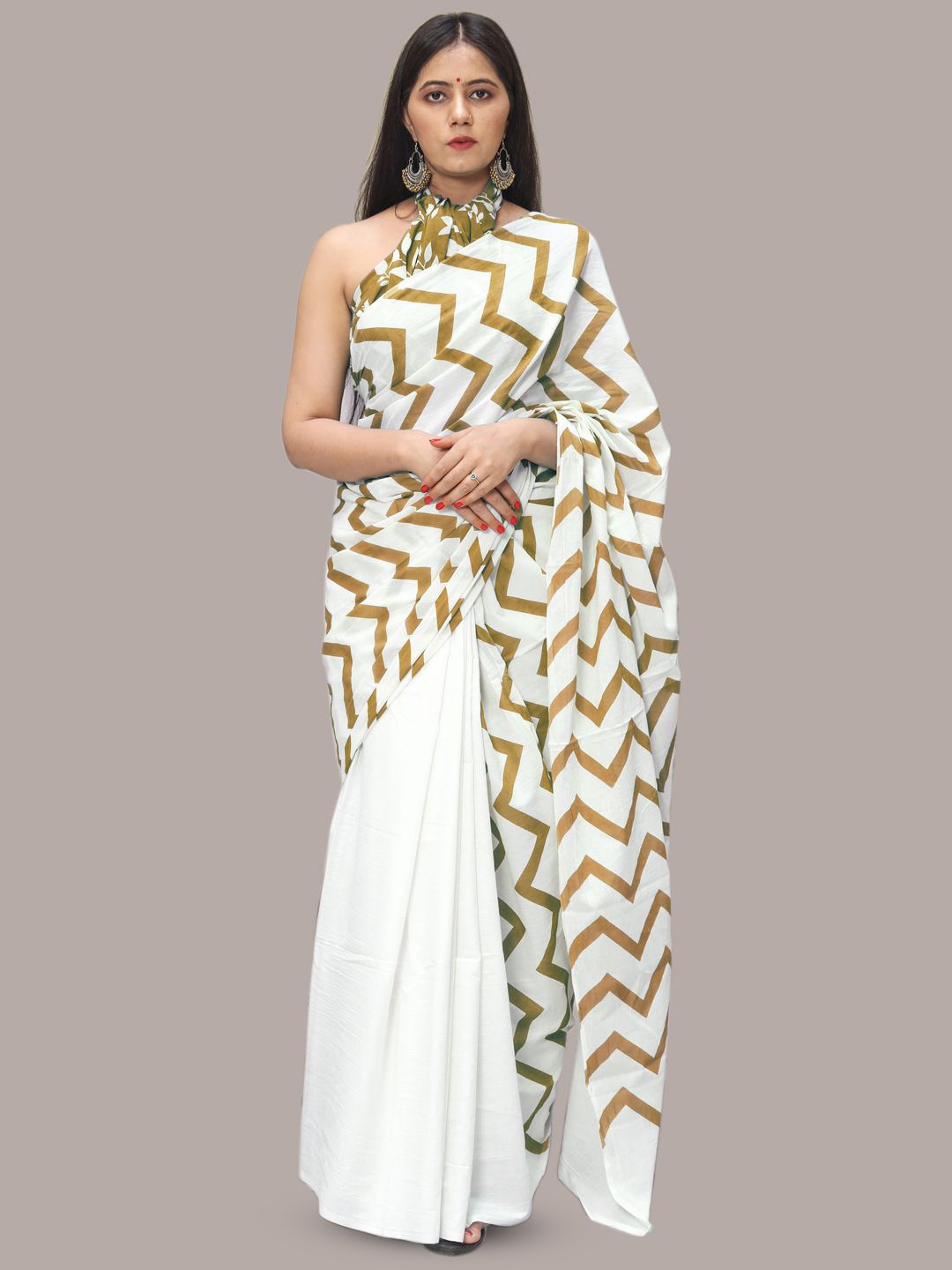 

BUTA BUTI Pure Cotton Saree, Olive