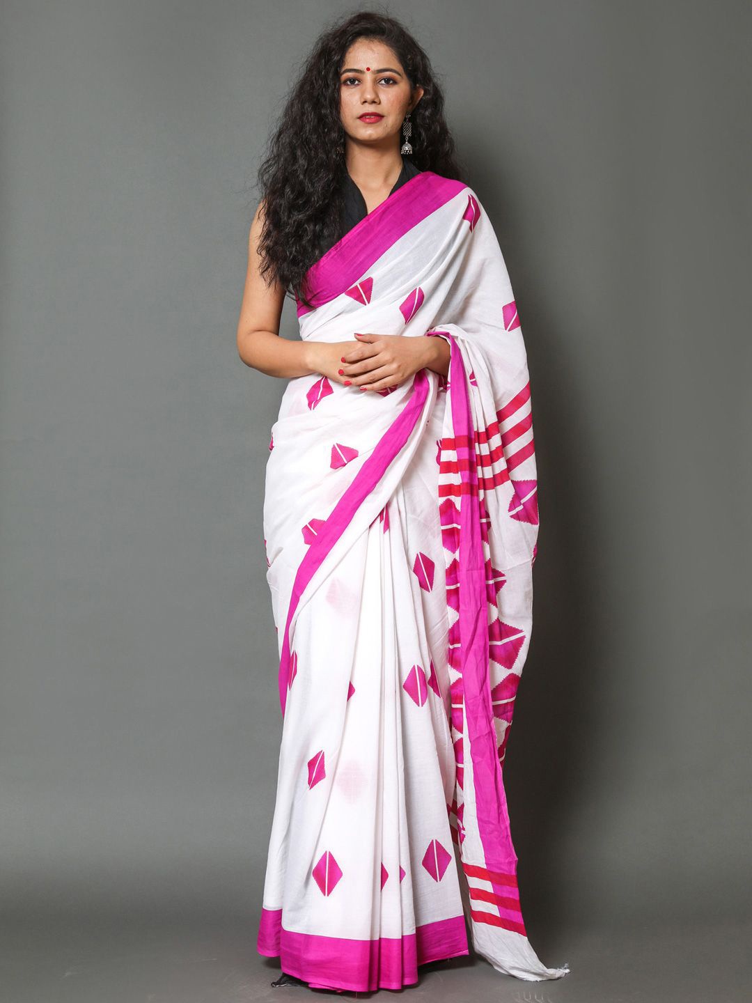 

BUTA BUTI Pure Cotton Saree, Pink