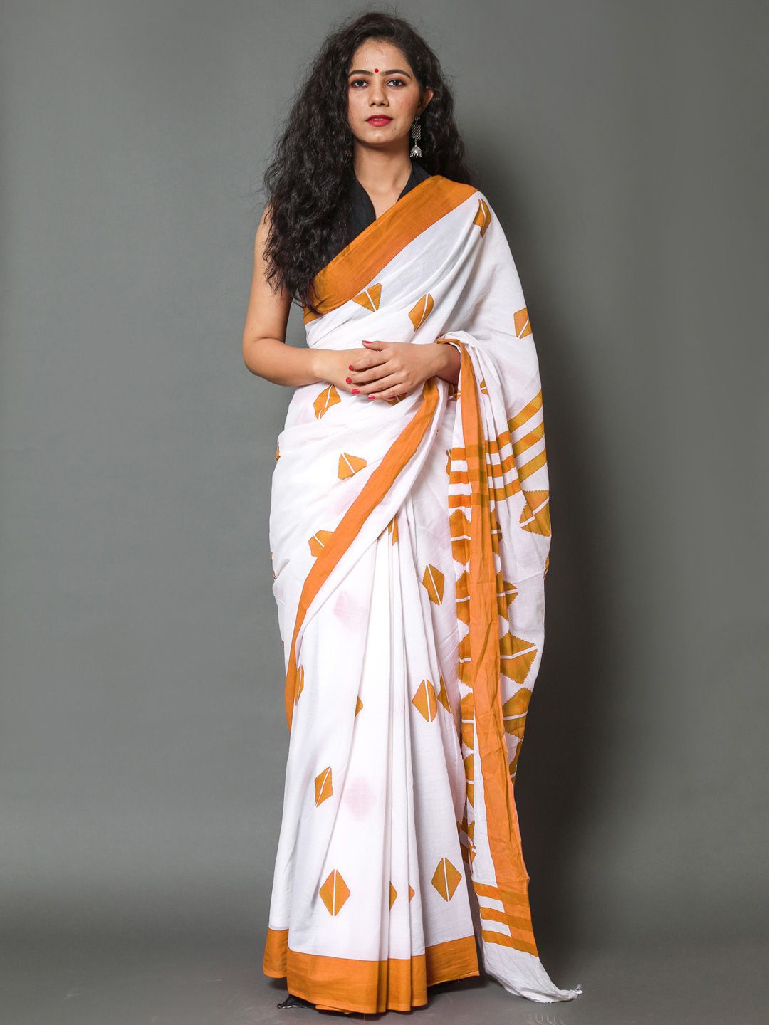 

BUTA BUTI Pure Cotton Saree, Mustard