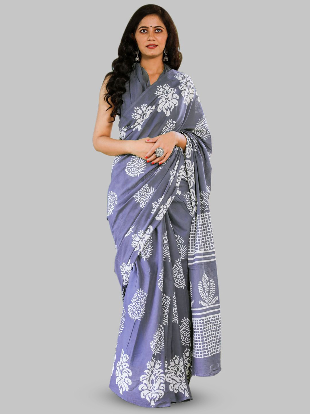 

BUTA BUTI Ethnic Motifs Pure Cotton Saree, Lavender