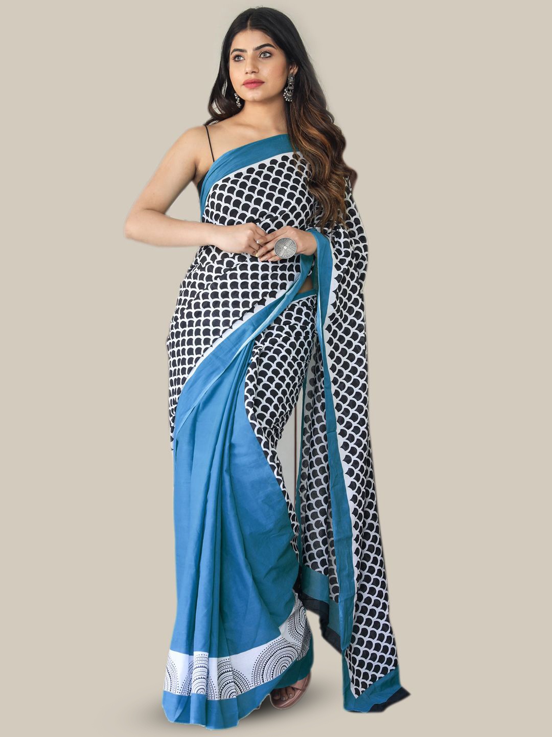 

BUTA BUTI Pure Cotton Saree, Blue