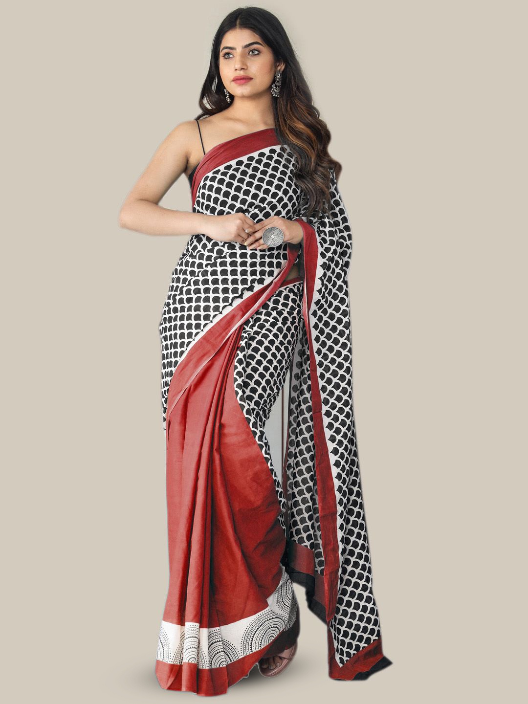 

BUTA BUTI Pure Cotton Saree, Red