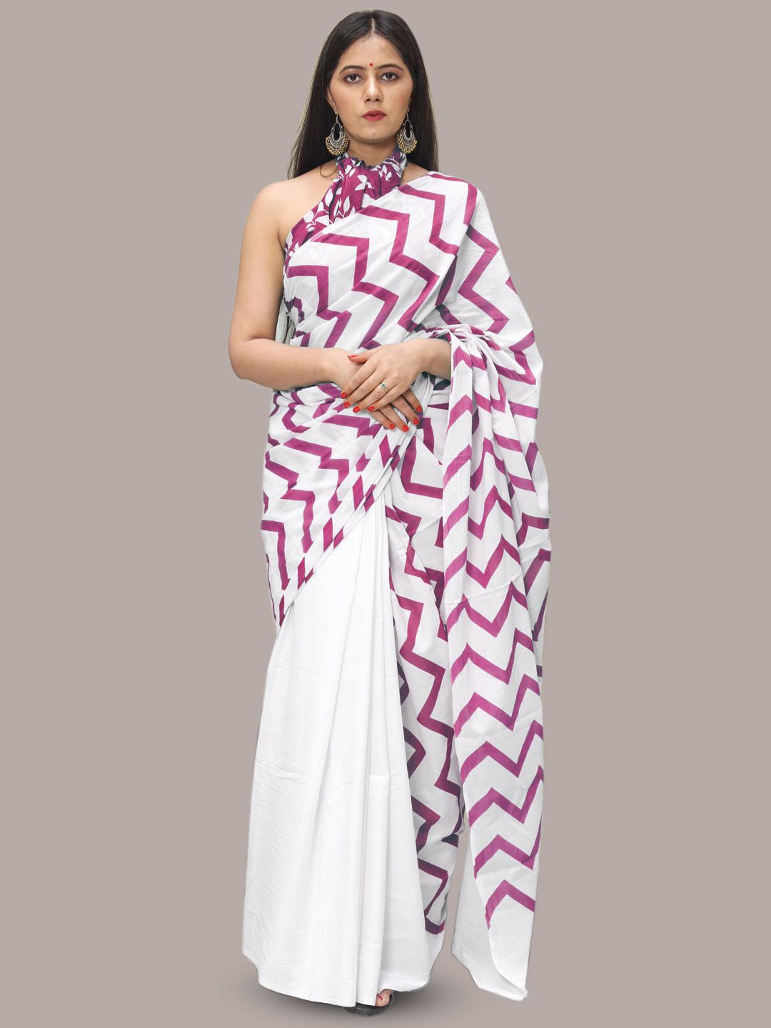 

BUTA BUTI Pure Cotton Half and Half Saree, Pink