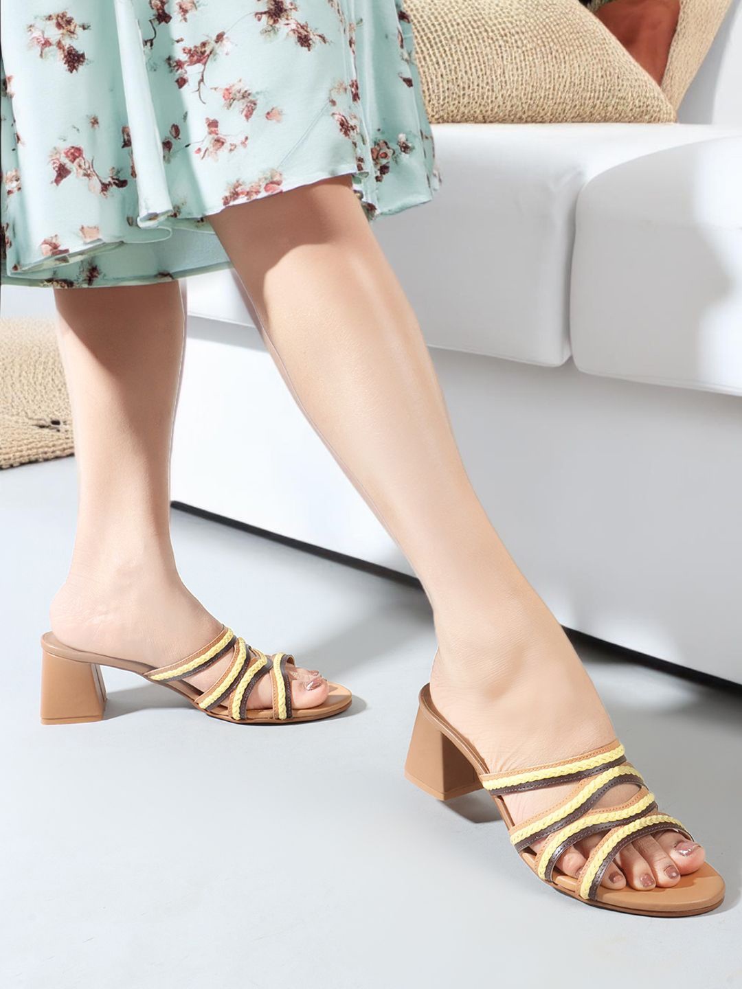 

Carlton London Open Toe Block Heels, Tan