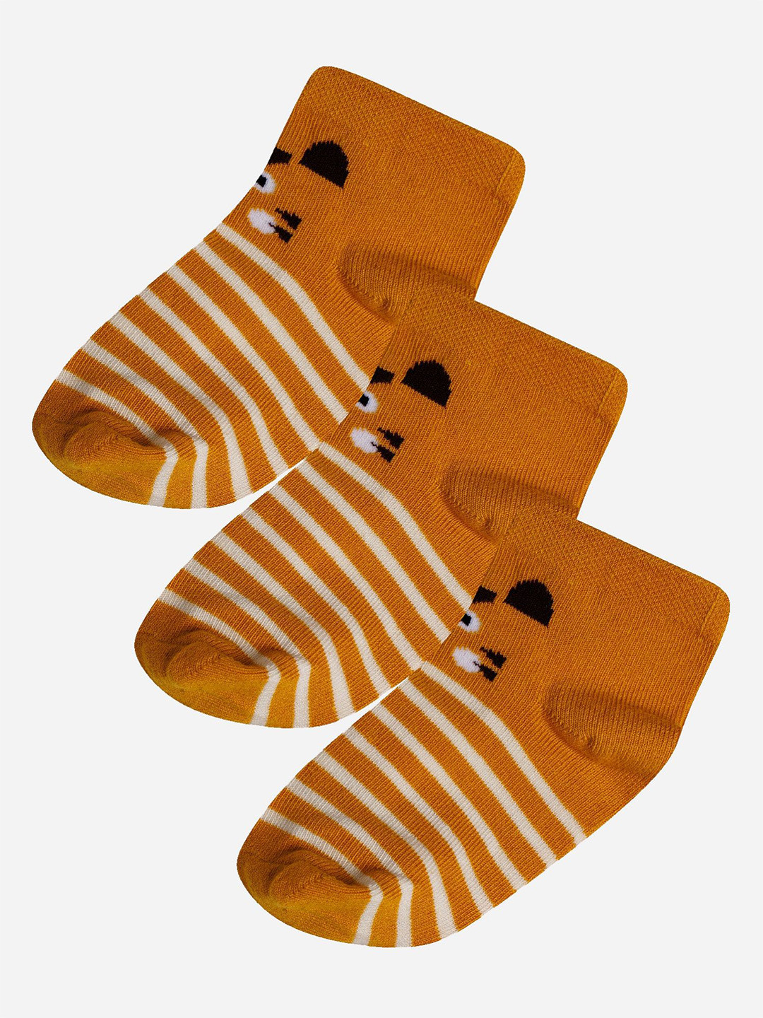 

Bodycare Set Of 3 Cotton Striped Ankle-Length Socks, Mustard