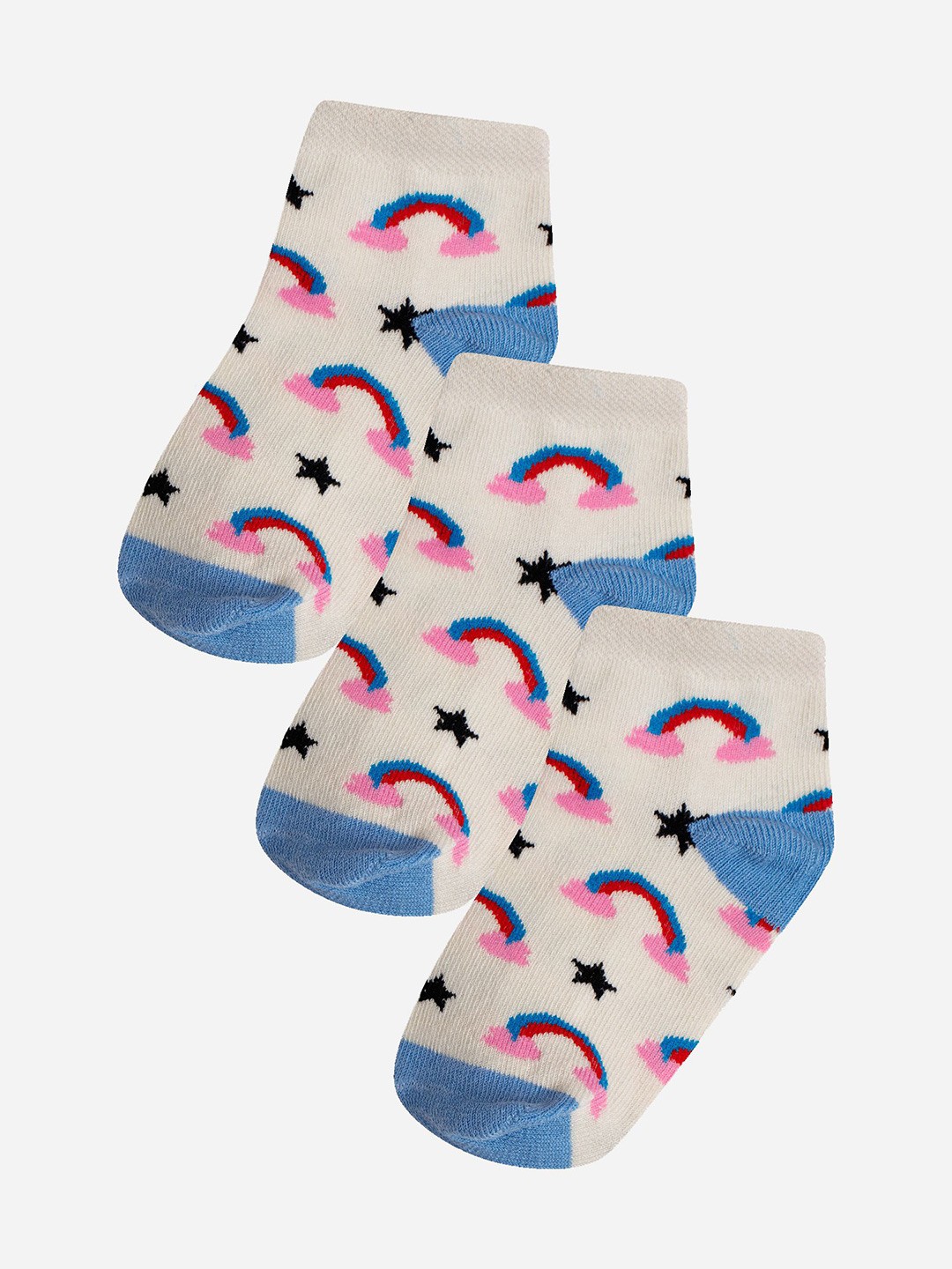 

Bodycare GirlsPack Of 3 Printed Cotton Ankle-Length Socks, Off white