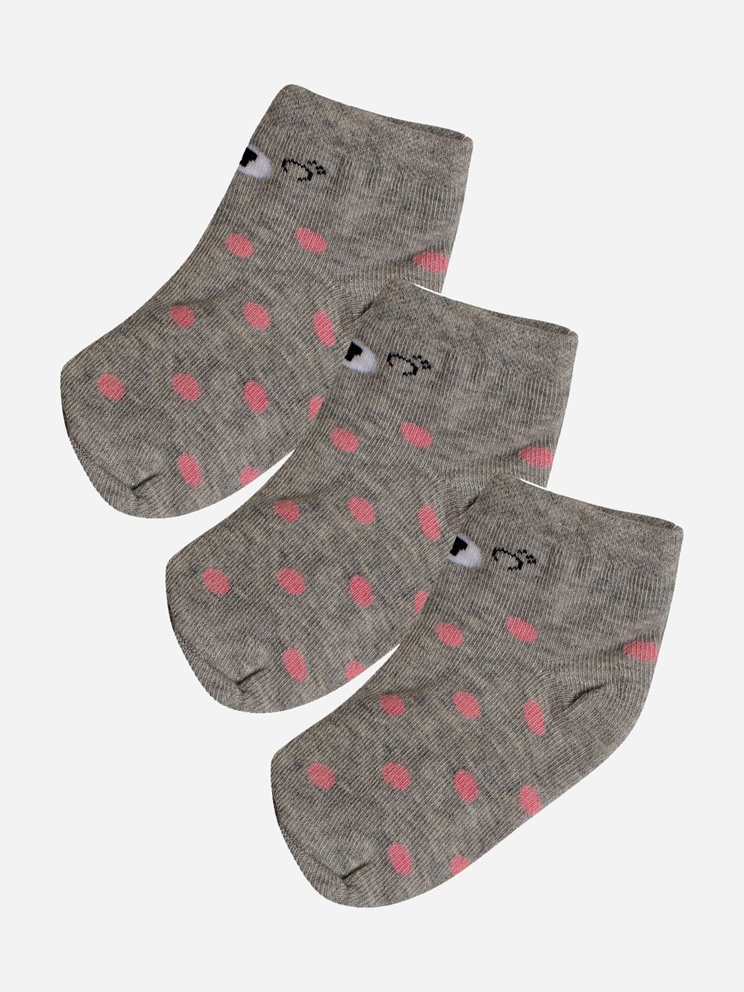 

Bodycare Girls Pack Of 3 Printed Cotton Ankle-Length Socks, Grey