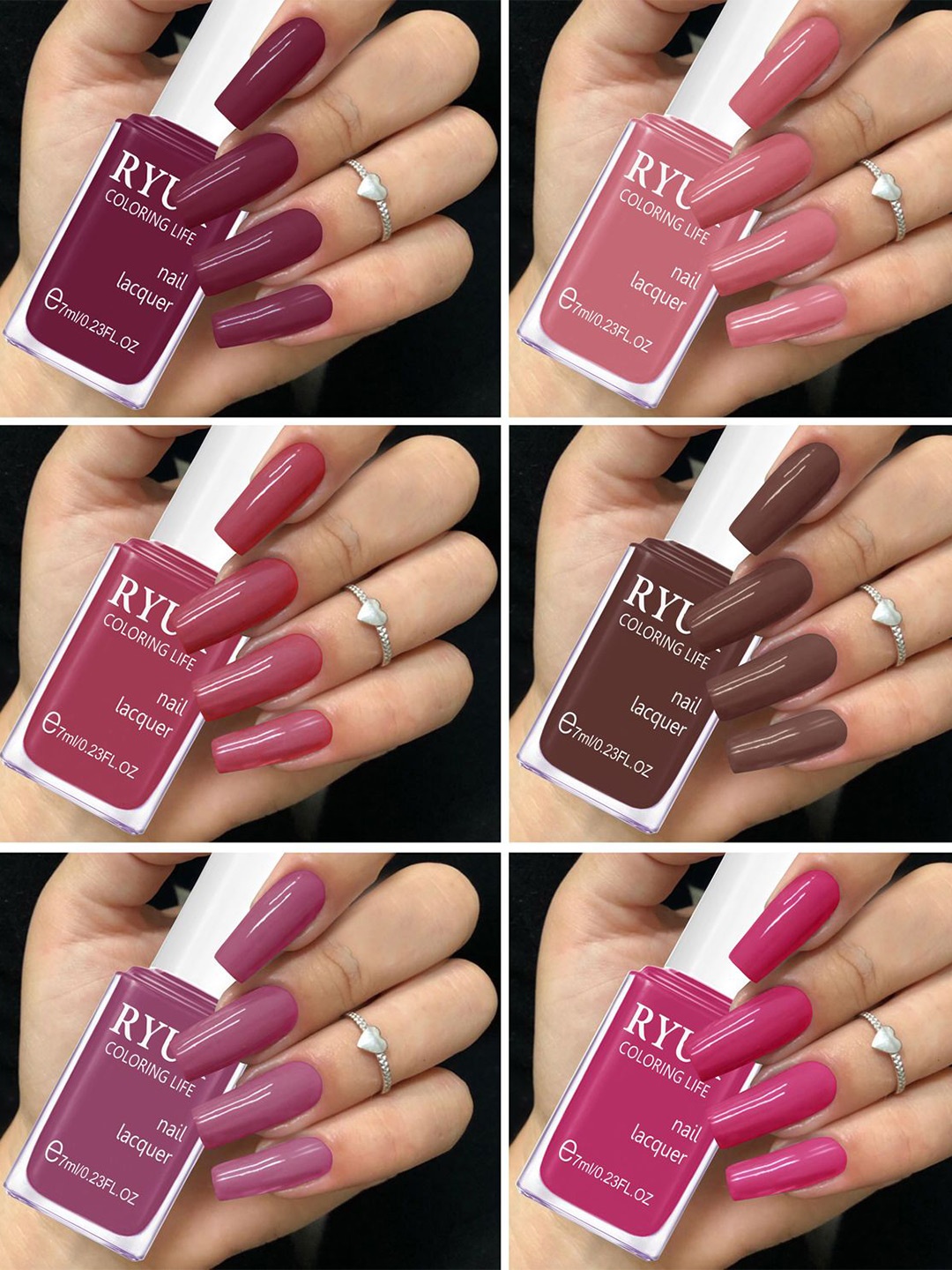 

RYUK Coloring Life Set Of 6 Nail Lacquer - 7ml Each - 602, Brown