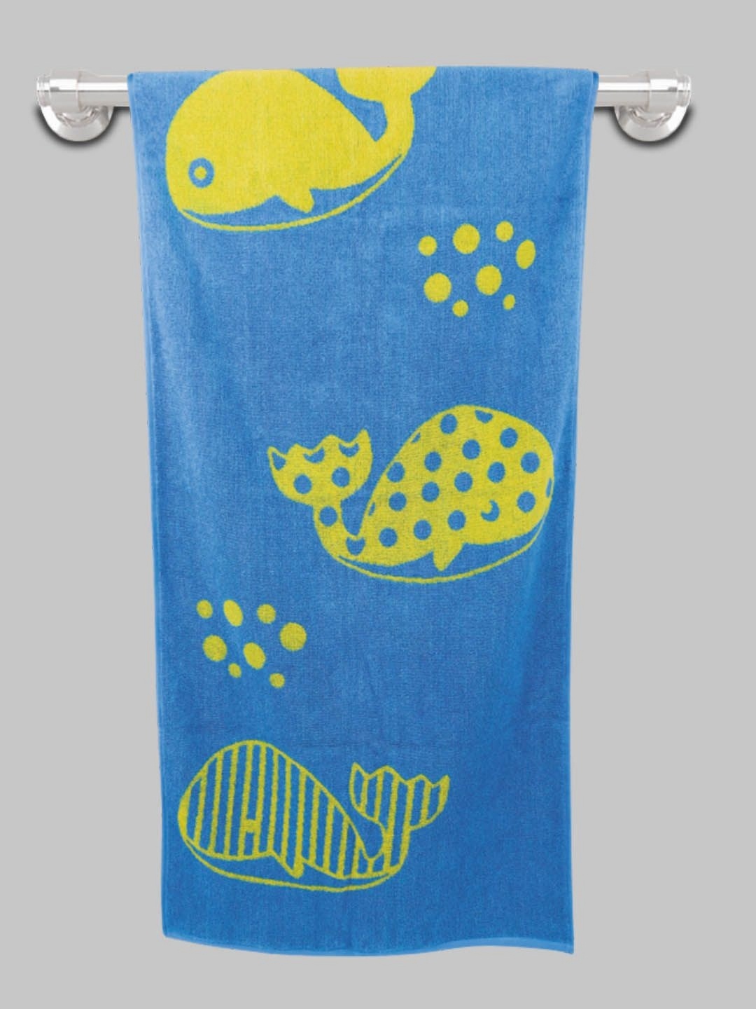 

Ramraj Blue & Yellow Printed Cotton 600 GSM Bath Towel