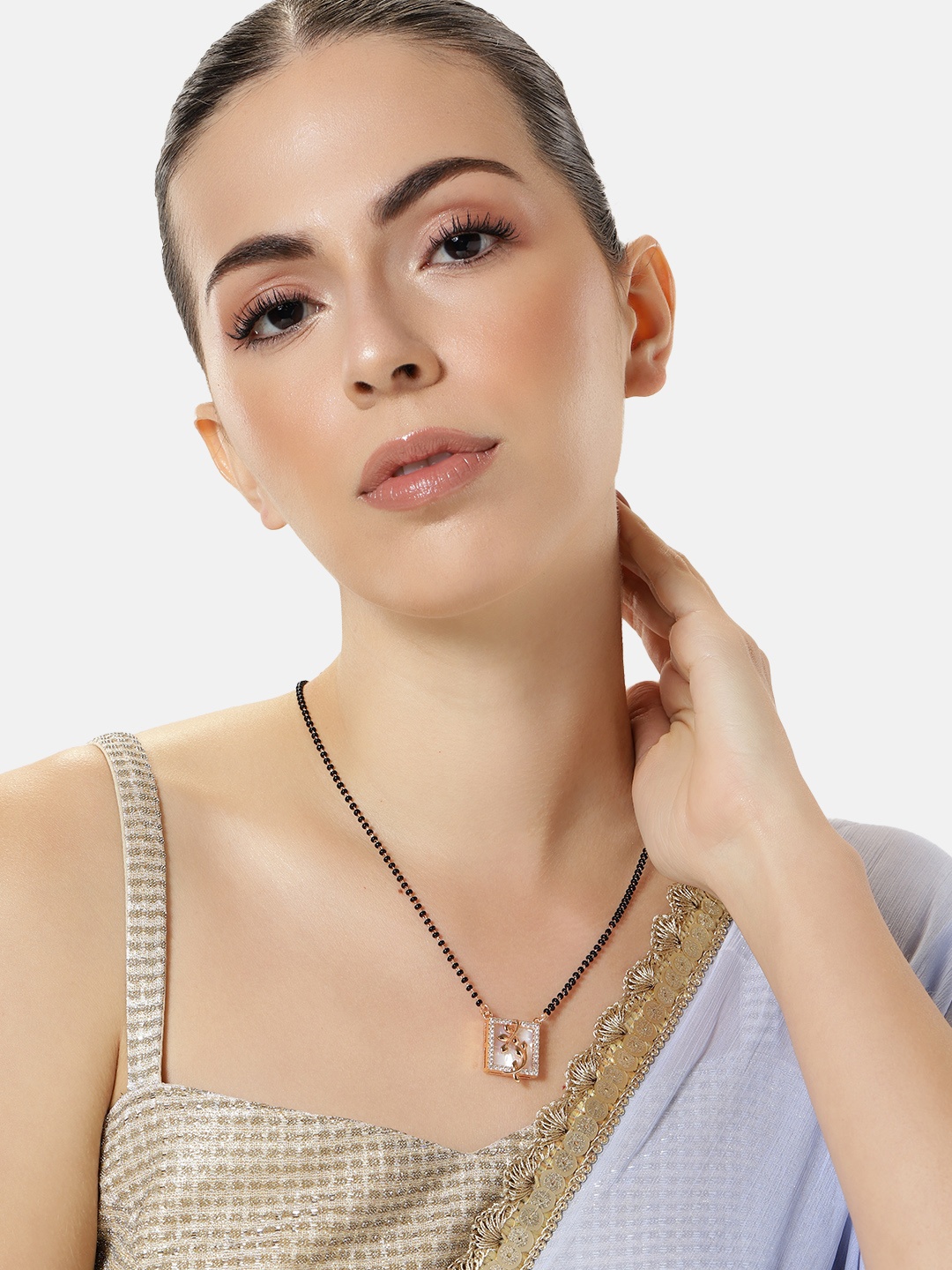 

ABDESIGNS Rose Gold-Plated American Diamond Mangalsutra