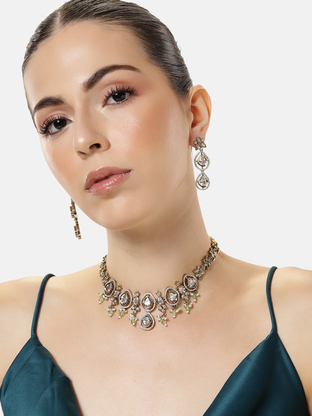 

ABDESIGNS Gold-Plated Stones & Beads Studded Jewellery Set