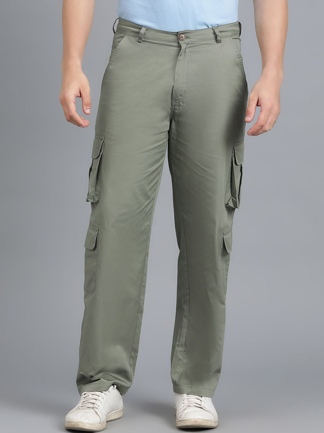 

Kotty Men Relaxed Low-Rise Easy Wash Cargos Trousers, Green