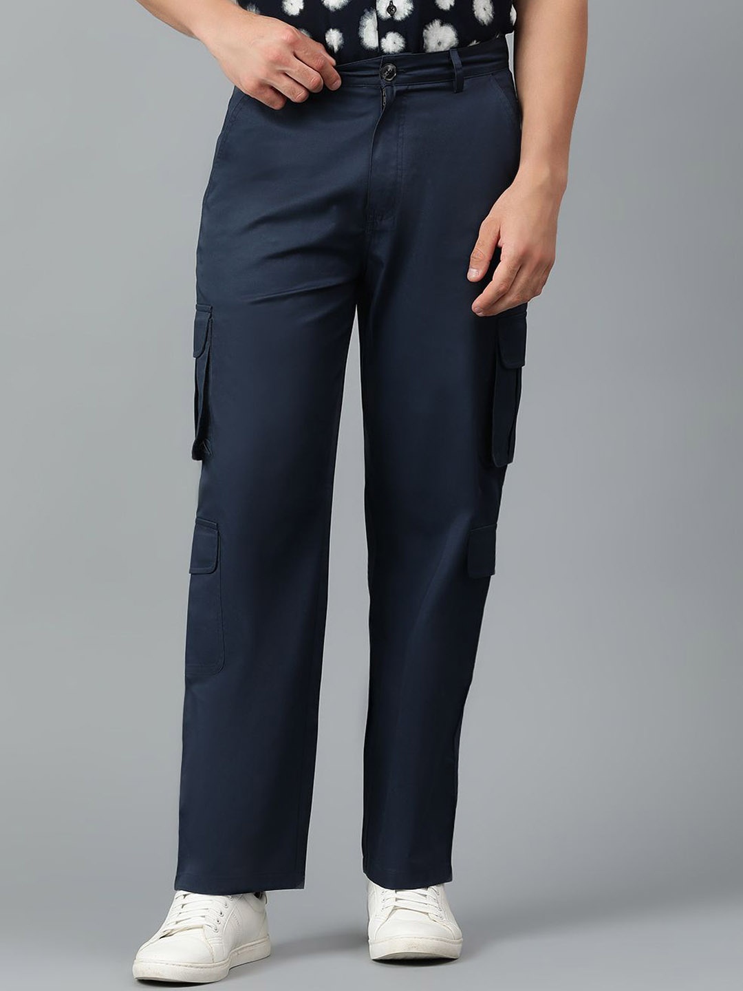 

Kotty Men Relaxed Low-Rise Easy Wash Cargos Trousers, Navy blue