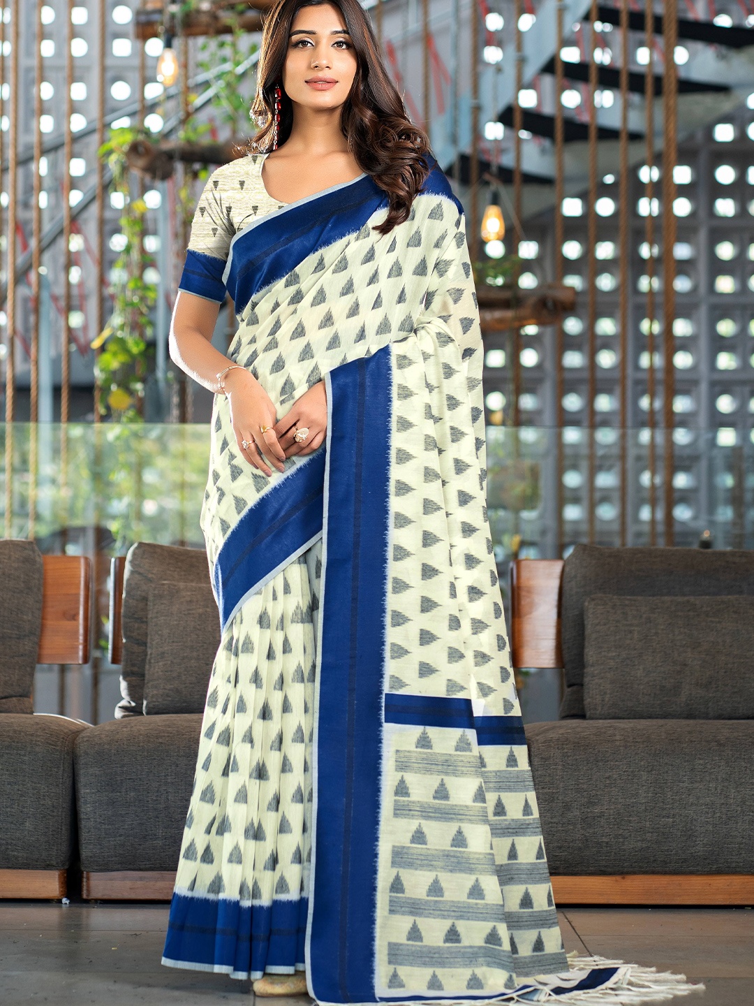 

HEER FASHION Pure Cotton Saree, Navy blue