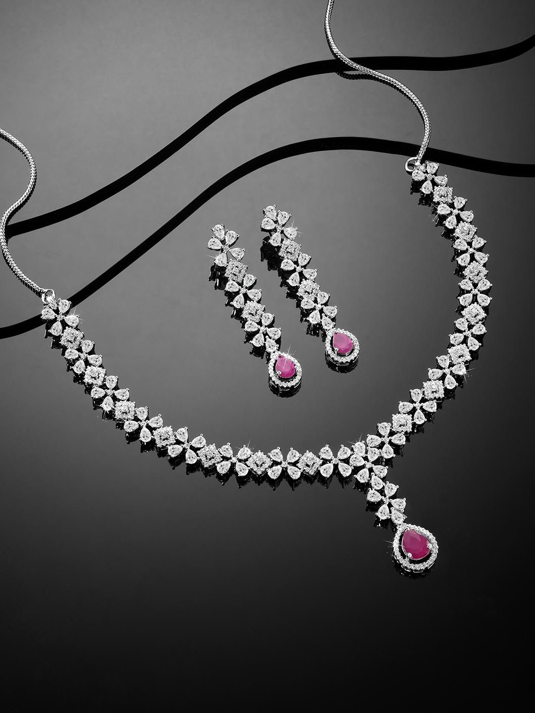 

Peora Silver-Plated Cubic Zirconia-Studded Jewellery Set