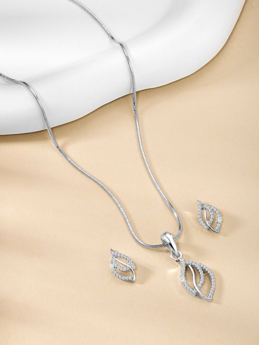 

Peora Silver-Plated Cubiz Zirconia Studded Jewellery Set