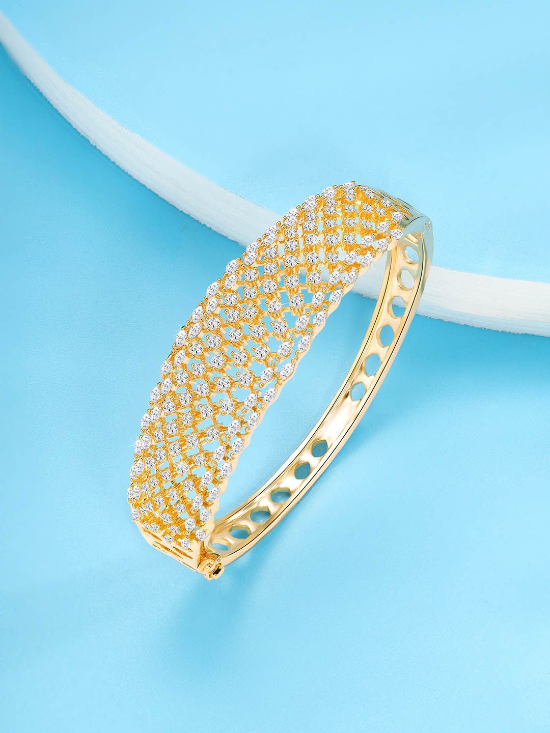 

Peora Gold Plated Cubic Zirconia Kada Bracelet