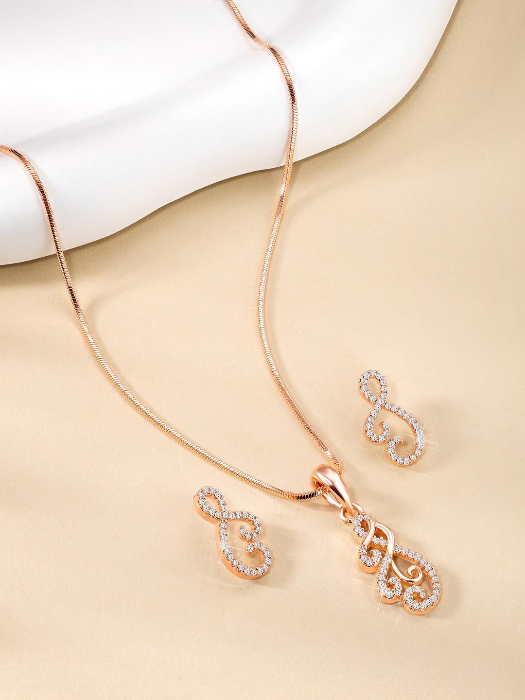 

Peora Rose Gold-Plated Cubic Zirconia Studded Jewellery Set
