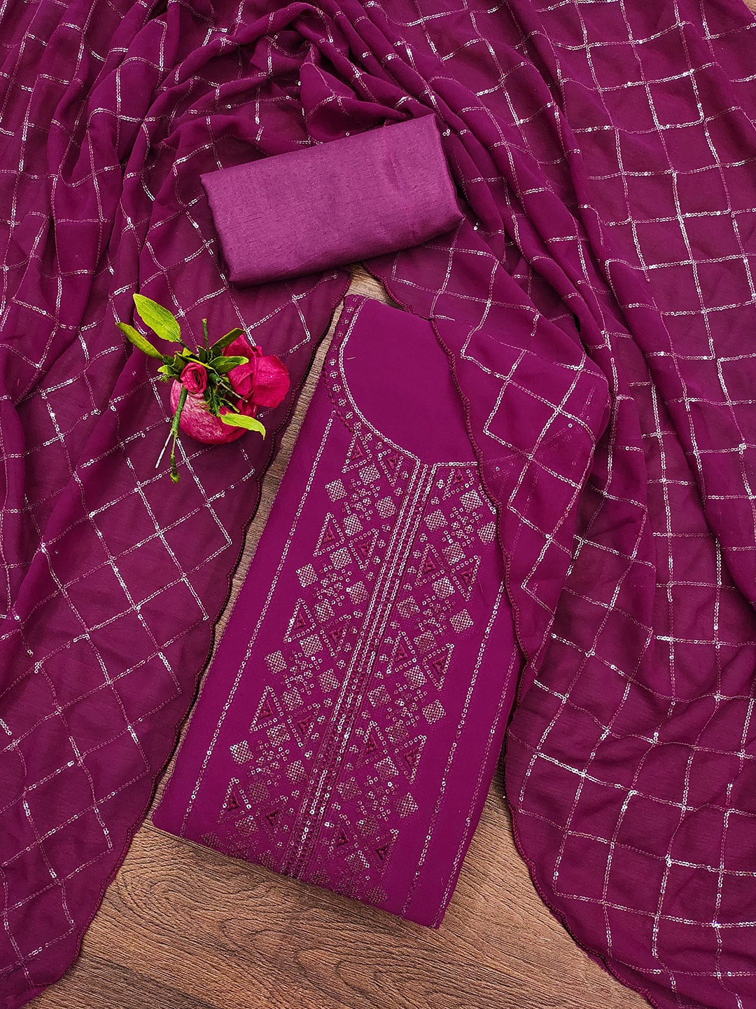 

KALINI Embellished Unstitched Dress Material, Purple
