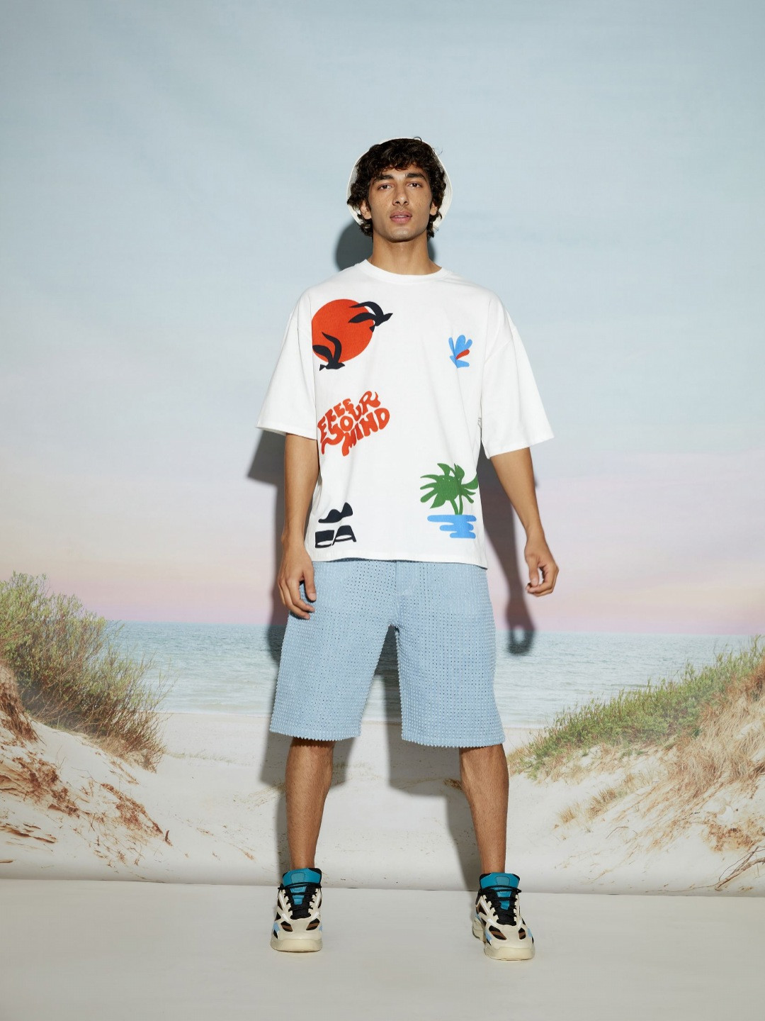 

THE CLOTHING FACTORY Men Typography Printed Applique T-shirt, White