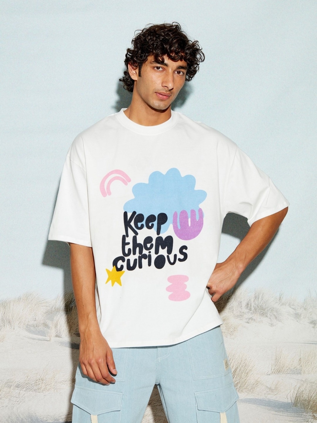 THE CLOTHING FACTORY Men Typography Printed Applique T-shirt, White