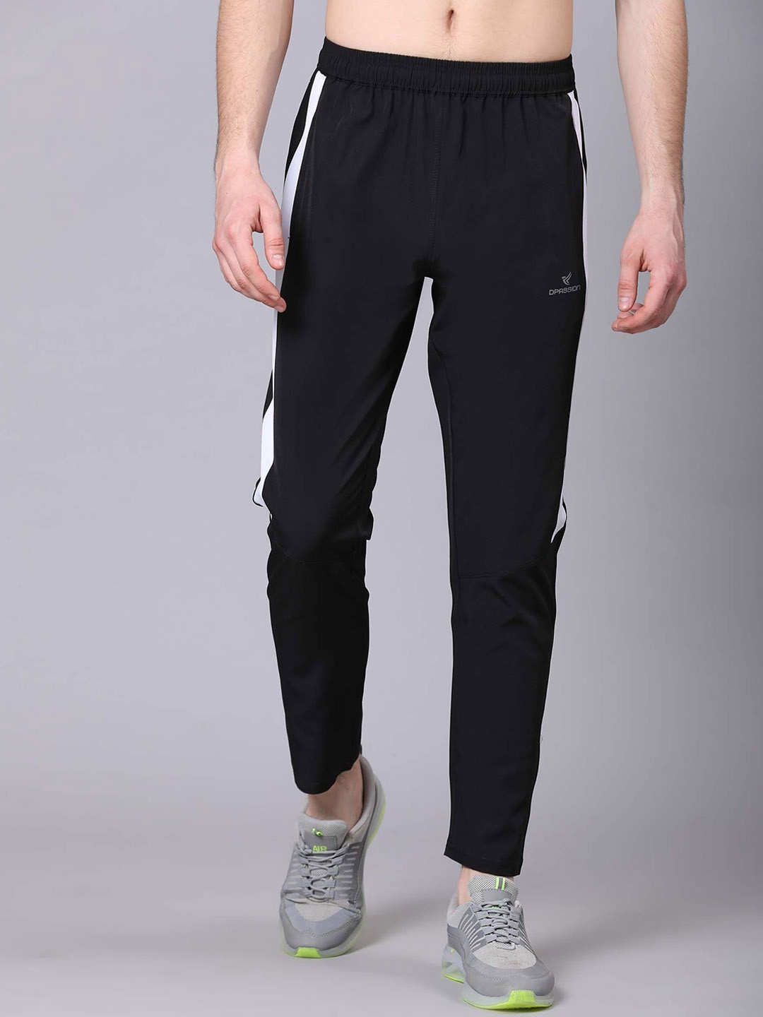 

Dpassion Men Mid-Rise Sports Track Pants, Black