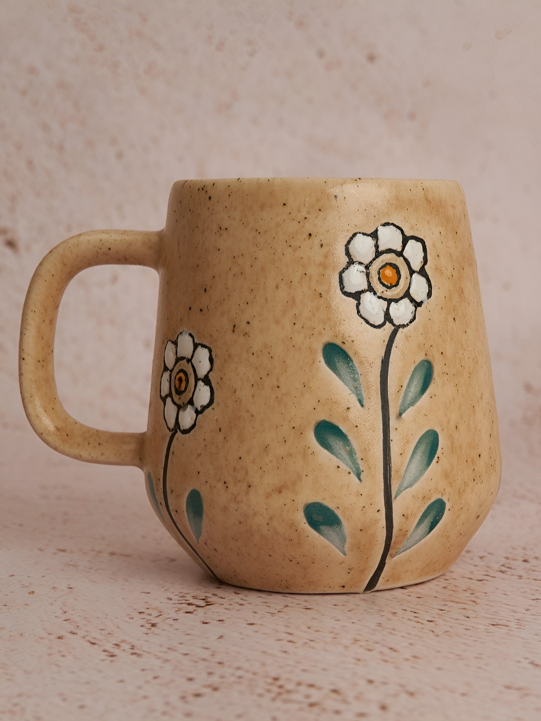 

NURTURE INDIA Beige & White Printed Ceramic Glossy Mug 300 ml