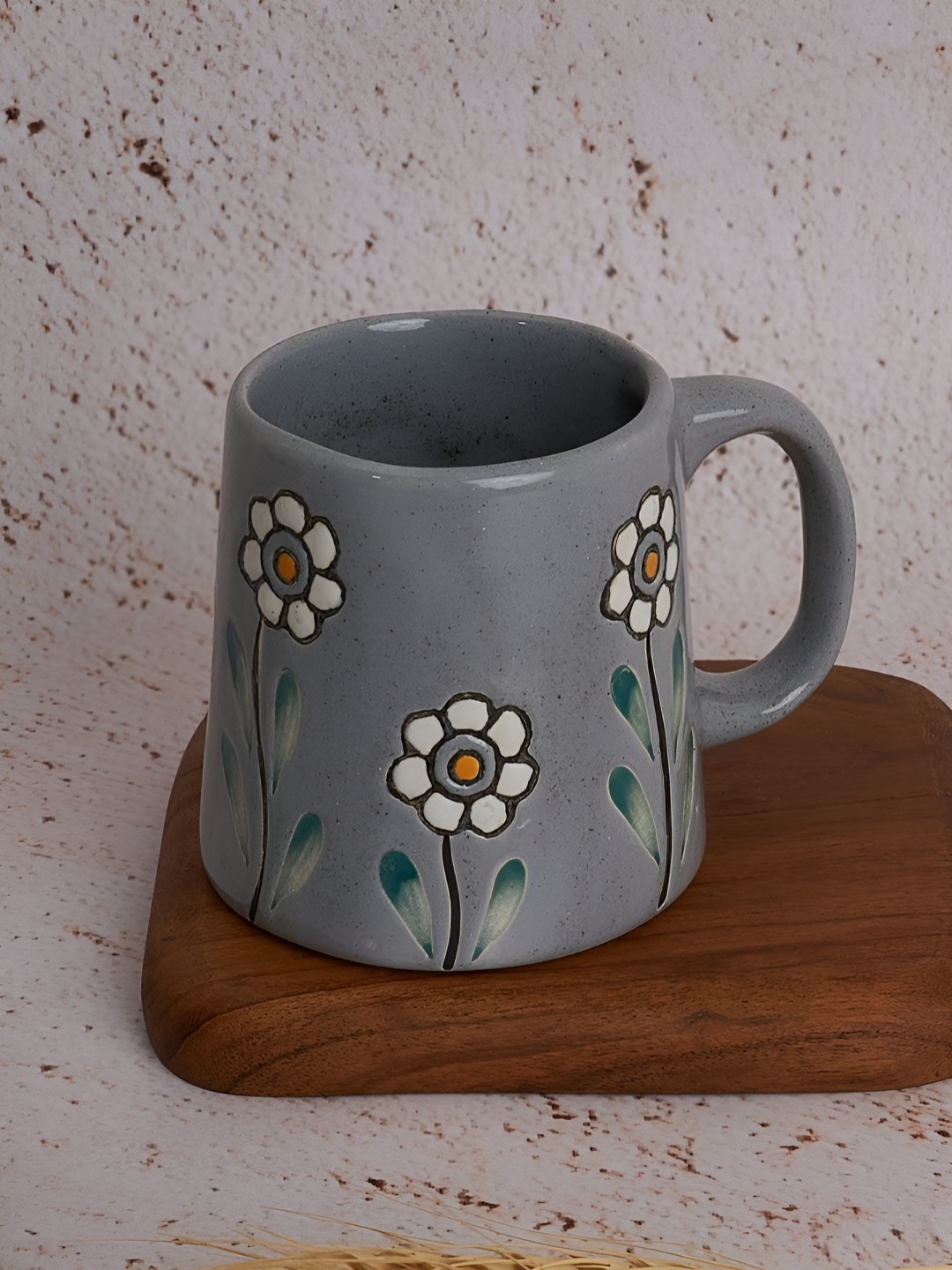 

NURTURE INDIA Grey & White Printed Ceramic Matte Mugs 220 ml