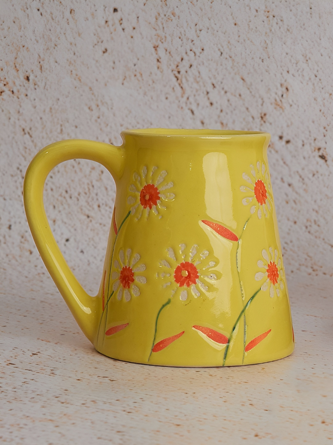 

NURTURE INDIA Yellow & Red Printed Ceramic Matte Mugs 250 ml